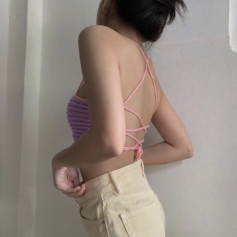 Áo croptop đan len lưng Sweet Top Handmade