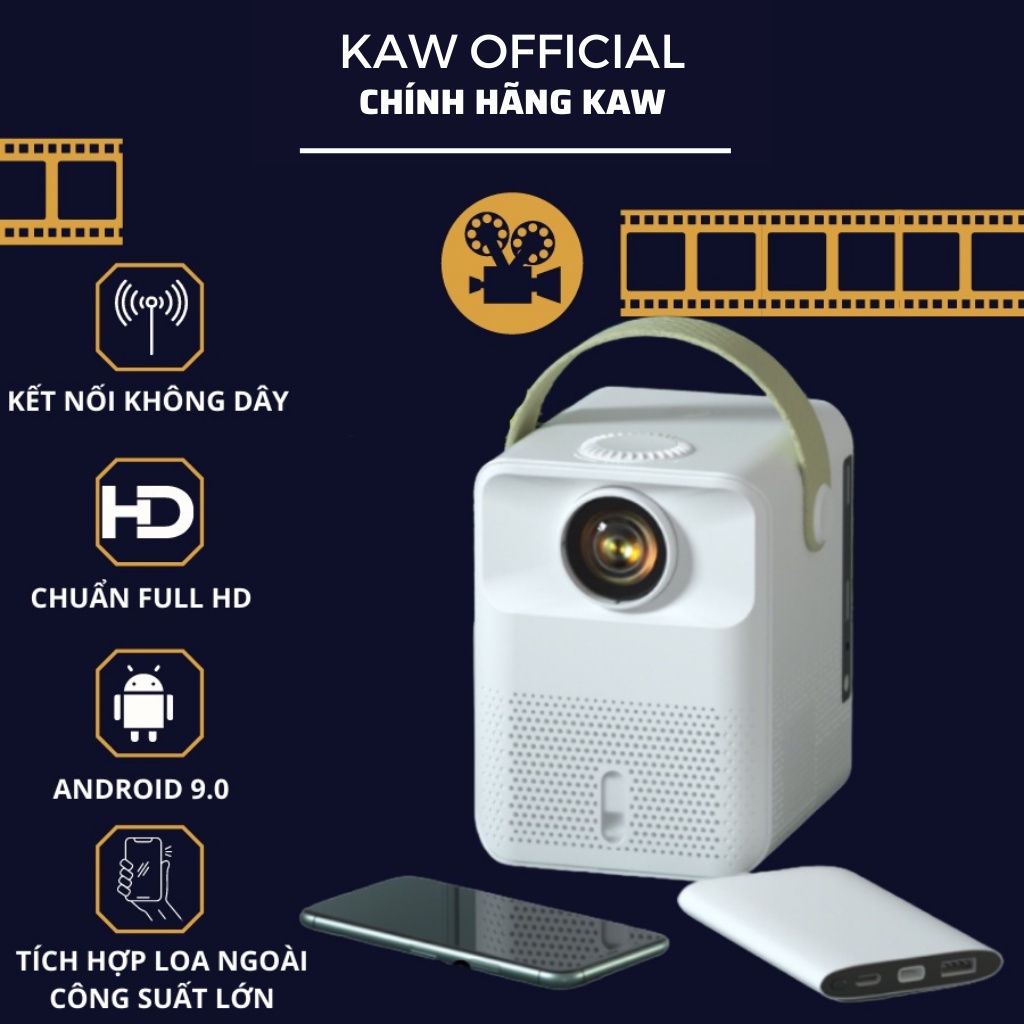 Máy Chiếu Phim Tại Nhà Mini KAW K550 Full HD, kết nối wifi, bluetooth, nhỏ gọn bảo hành 12 tháng