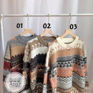 Bigsize Áo len thổ cẩm hình thoi A197