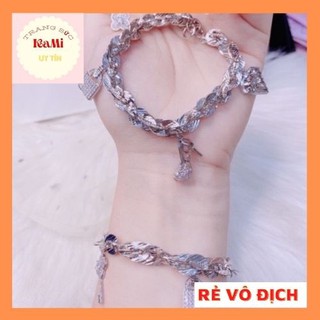Lắc charm nữ 💎𝑭𝑹𝑬𝑬𝑺𝑯𝑰𝑷 💎 LẮc xoắn bạch kim cao cấp 4 charm siêu đẹp