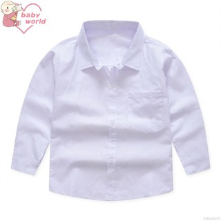 Áo sơ mi trắng tay dài đơn giản thời trang cho bé trai 3-12 tuổi