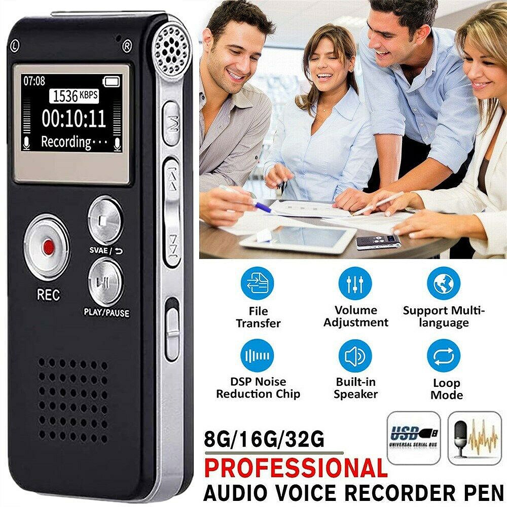 VIRWIR Máy ghi âm giọng nói 3D hỗ trợ MP3 mini âm thanh nổi sạc lại được tiện lợi