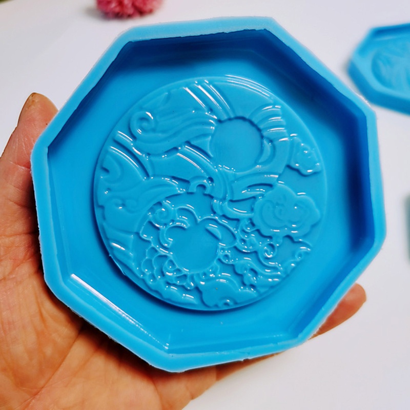 Sa Khuôn Silicone Làm Đế Lót Ly Bằng Epoxy Resin Pha Lê Hình Totem Năm Mới DIY