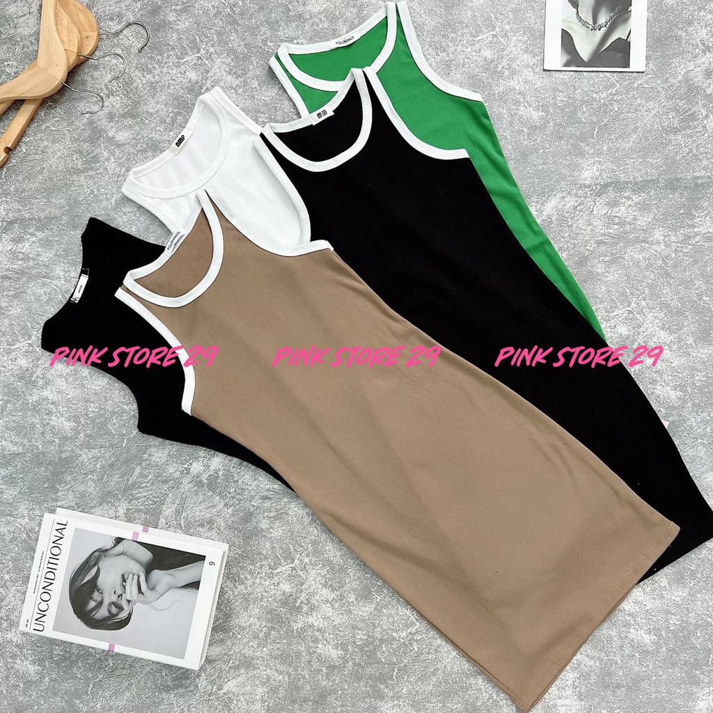 Đầm ba lỗ mini body PINKSTORE29, dáng ngắn ôm sát thể thao nữ NĂNG ĐỘNG D074