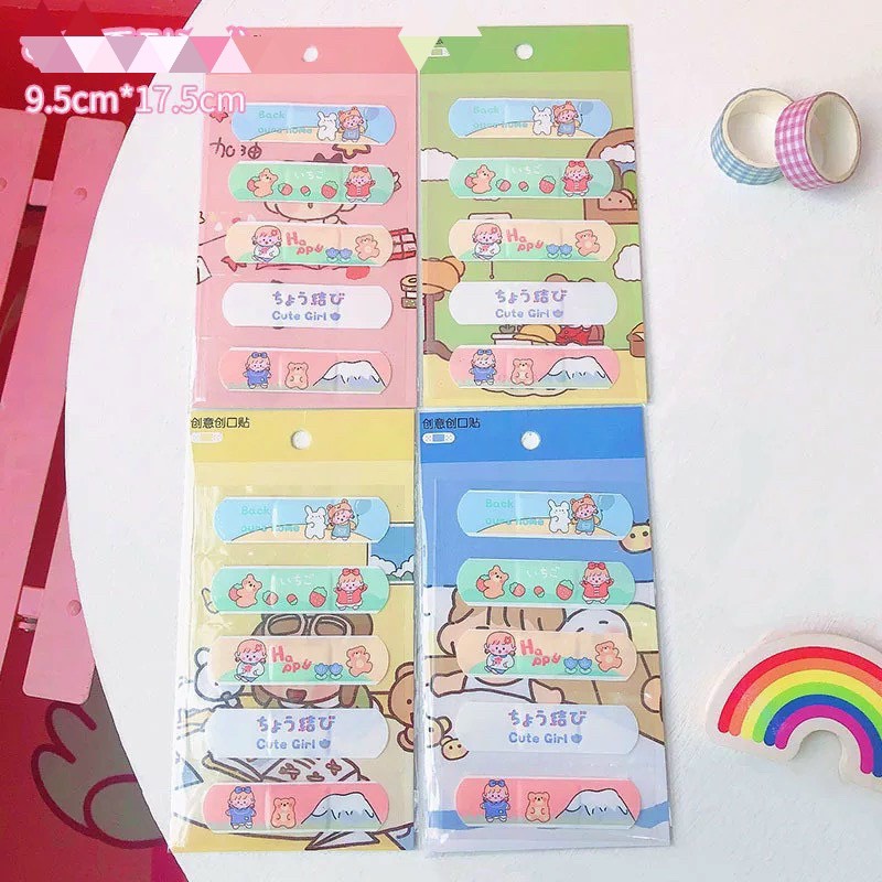 Băng Cá Nhân Cute Hoạt Hình Kháng Nước Thoáng Khí (Set 5 cái)