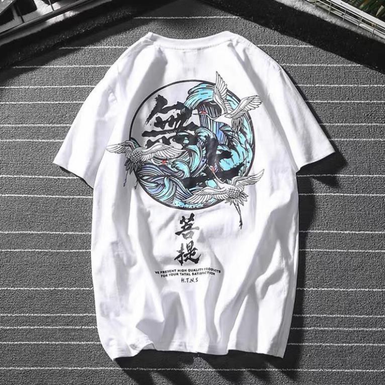 Áo thun tay lỡ unisex form rộng Con Hạc nam nữ phong cách thời trang kmg