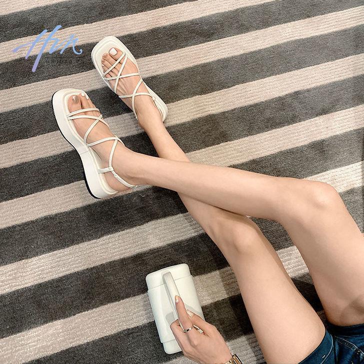 Giày Sandal Đế Dày Hở Ngón Quai Chéo Thời Trang Mùa Hè 2022 Dành Cho Nữ