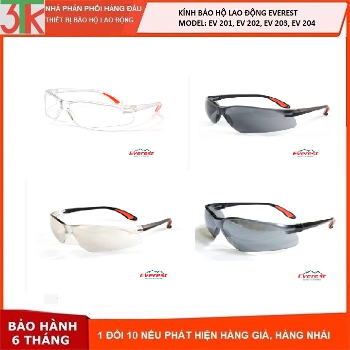 Kính bảo hộ lao động Everest - EV 201, EV 202, EV 203, EV 204