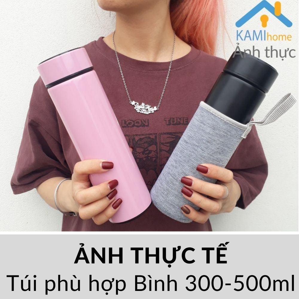 Túi đựng bình ly giữ nhiệt vải co giãn có quai xách cỡ 6x16cm (Chọn màu) mã 22028