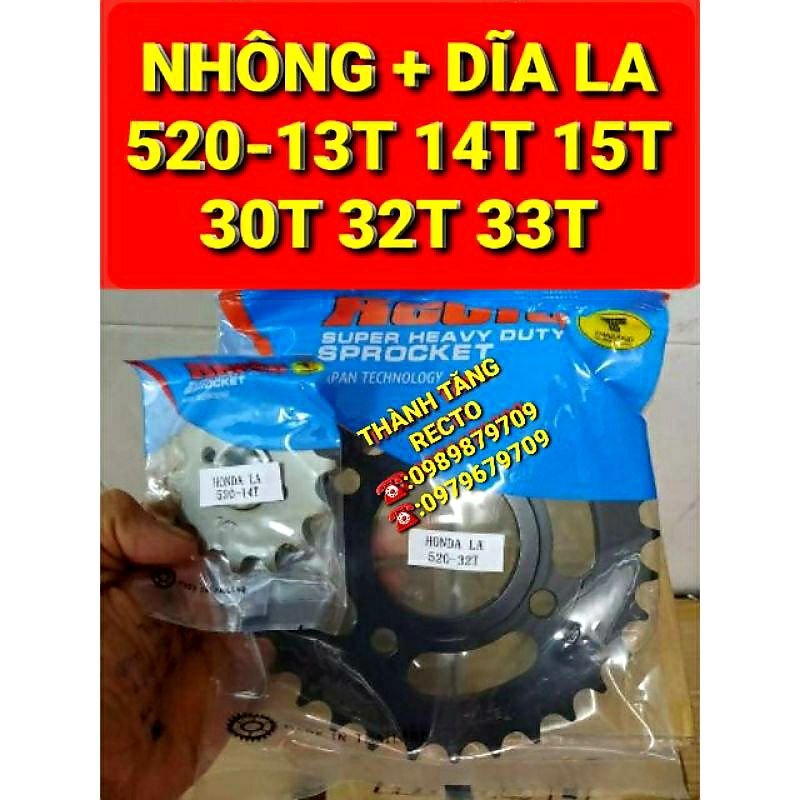 NHÔNG DĨA LA 520 13T 14T 15T DĨA 30T 32T 33T RECTO CHÍNH HÃNG