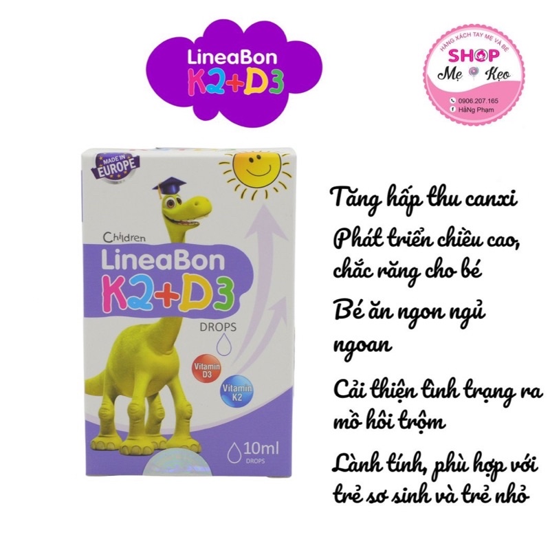 [Mua 2 Tặng quà] LineaBon K2+D3 - Bổ sung vitamin K2, D3. Tăng cường hấp thu canxi tối đa cho bé phát triển toàn diện