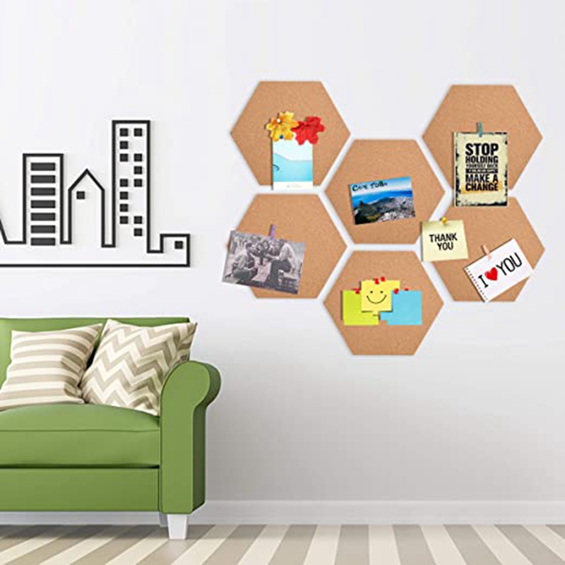 Set 6 Bảng Ghim Hình Lục Giác Dày Tự Dính Dùng Ghi Chú Trang Trí Tường