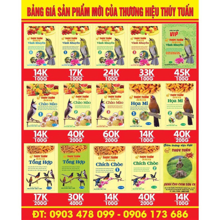 Cám chim vành khuyên thúy tuấn số 0 gói 2 lạng