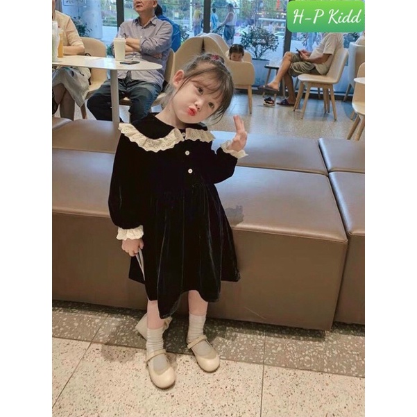 Váy nhung cổ sen xinh xắn 8-18kg