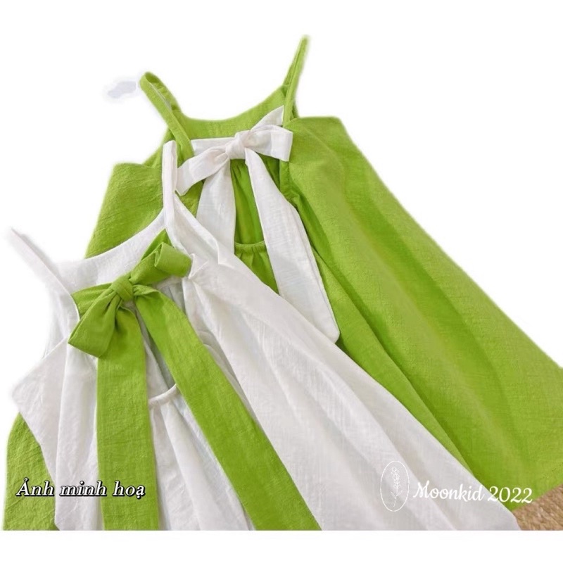 Váy 2 dây, đầm maxi nơ lưng cho bé gái