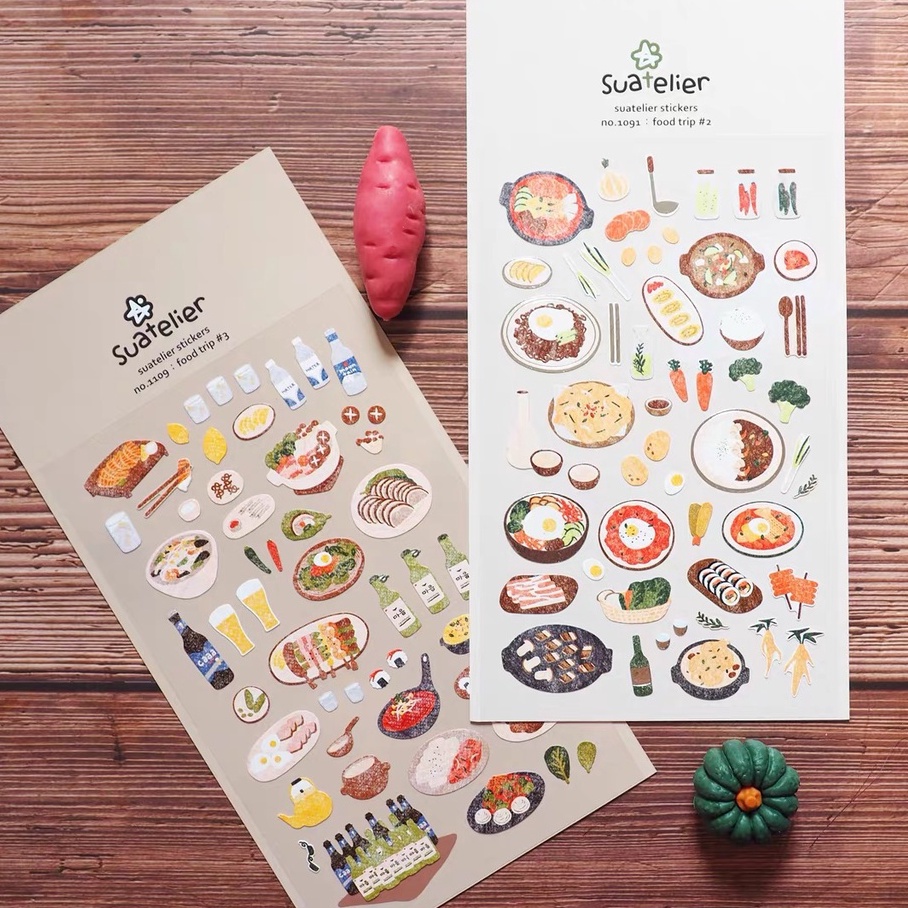 SUATELIER STICKER DECO PHONG CÁCH HÀN QUỐC TRANG TRÍ TOPLOADER, BULLET JOURNAL, SỔ TAY, PLANNERR, SLEEVEE