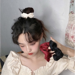 Scrunchies cột tóc phi lụa cỡ lớn màu trơn đơn giản