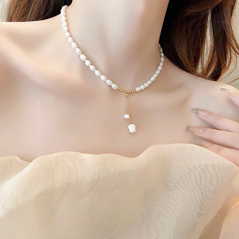 Vòng cổ Hình Vỏ Sò Đính Ngọc Trai Tự Nhiên Thời Trang Dành Cho Nữ