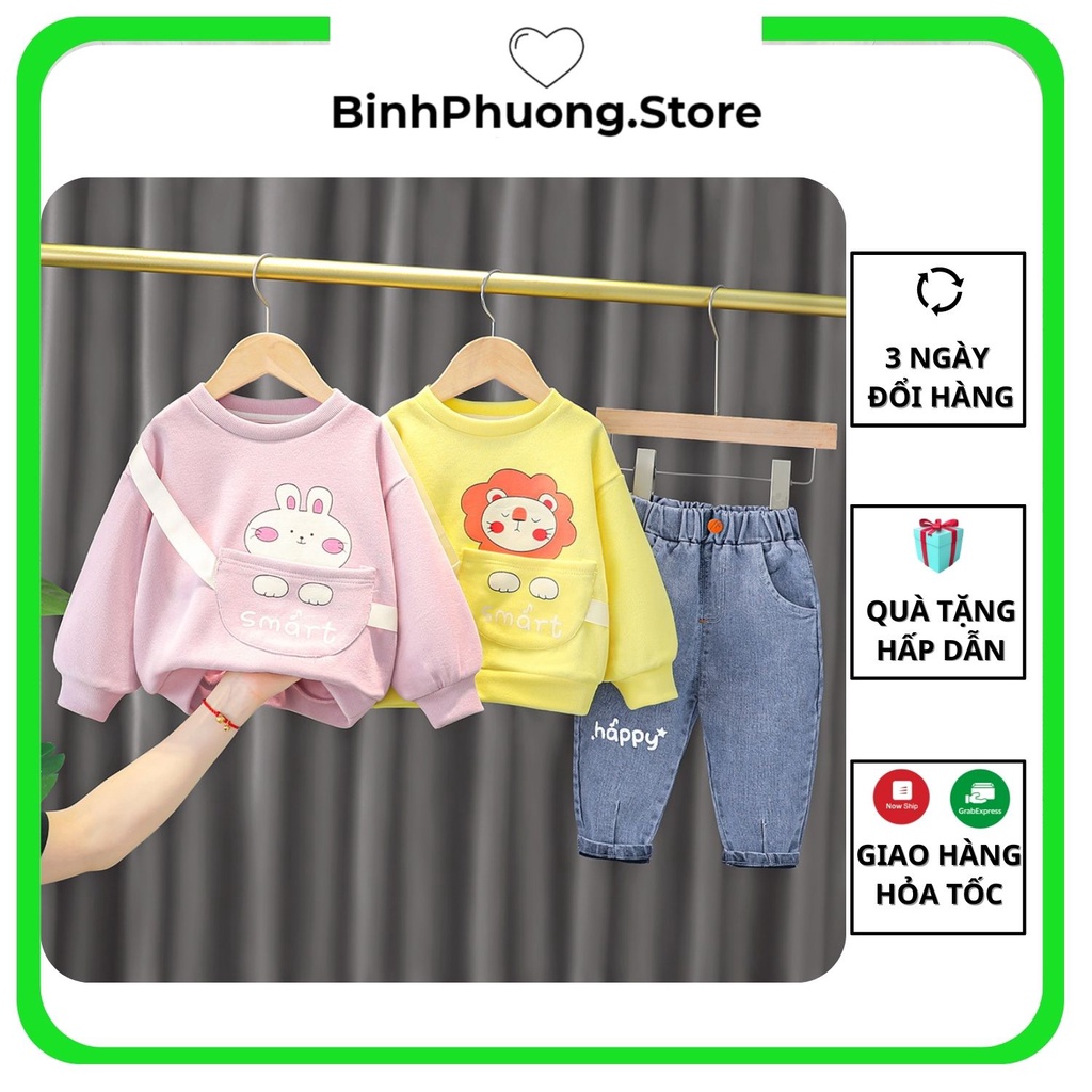 Bộ đồ thu đông dài tay cho bé Smart Happy Hàn Quốc 1 2 3 4 5 tuổi 10 đến 20 kg  Binhphuong.store