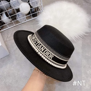Mũ dạ fedora vành nhỏ đai dio ngọc sang chảnh
