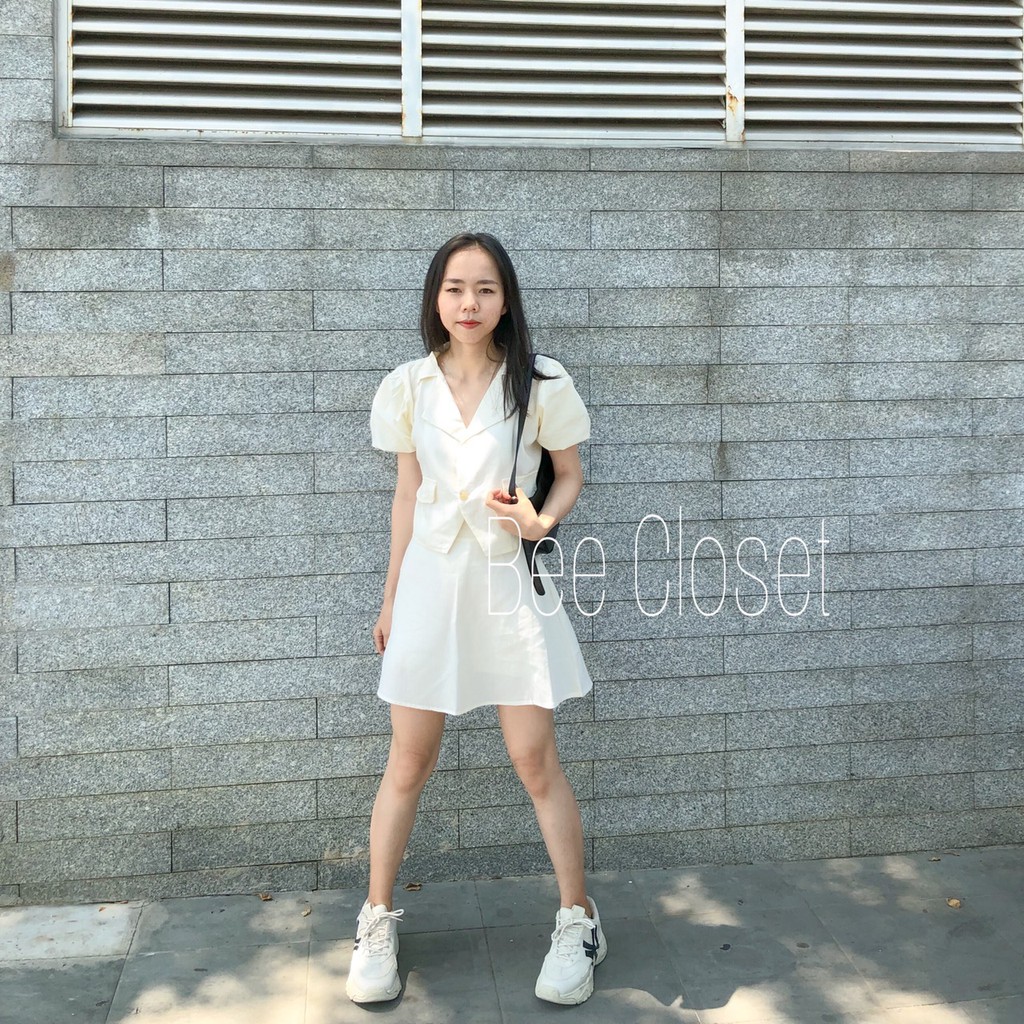 Set áo tay bồng kèm chân váy