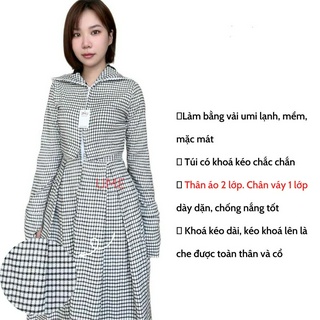 Đầm chống nắng toàn thân croptop vải umi 2 lớp màu 4