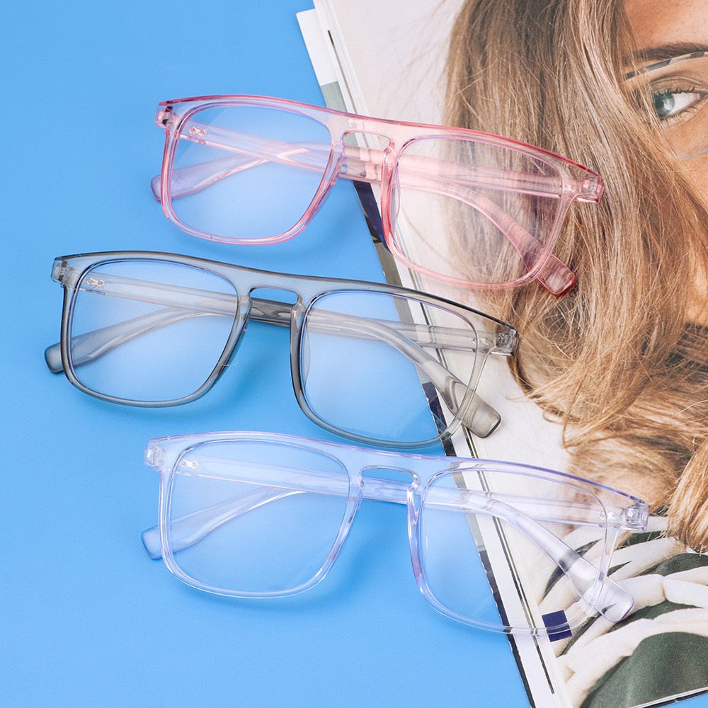 Mắt Kính Gọng Vuông Màu Thạch Nhẹ Chống Ánh Sáng Xanh Thời Trang Cổ Điển Cho Nam Và Nữ Bảo Vệ Mắt Máy Tính