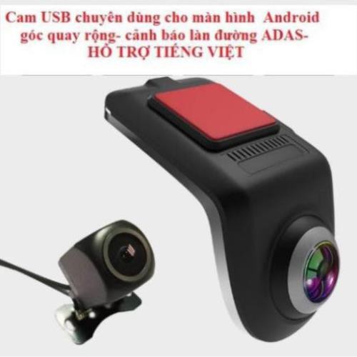 Camera U5 hành trình trước sau ADAS cam tích hợp cam lùi BH 6 THÁNG USB kết nối với màn android