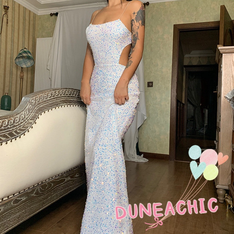 Đầm Dài Hai Dây Hở Lưng Gợi Cảm Cho Nữ