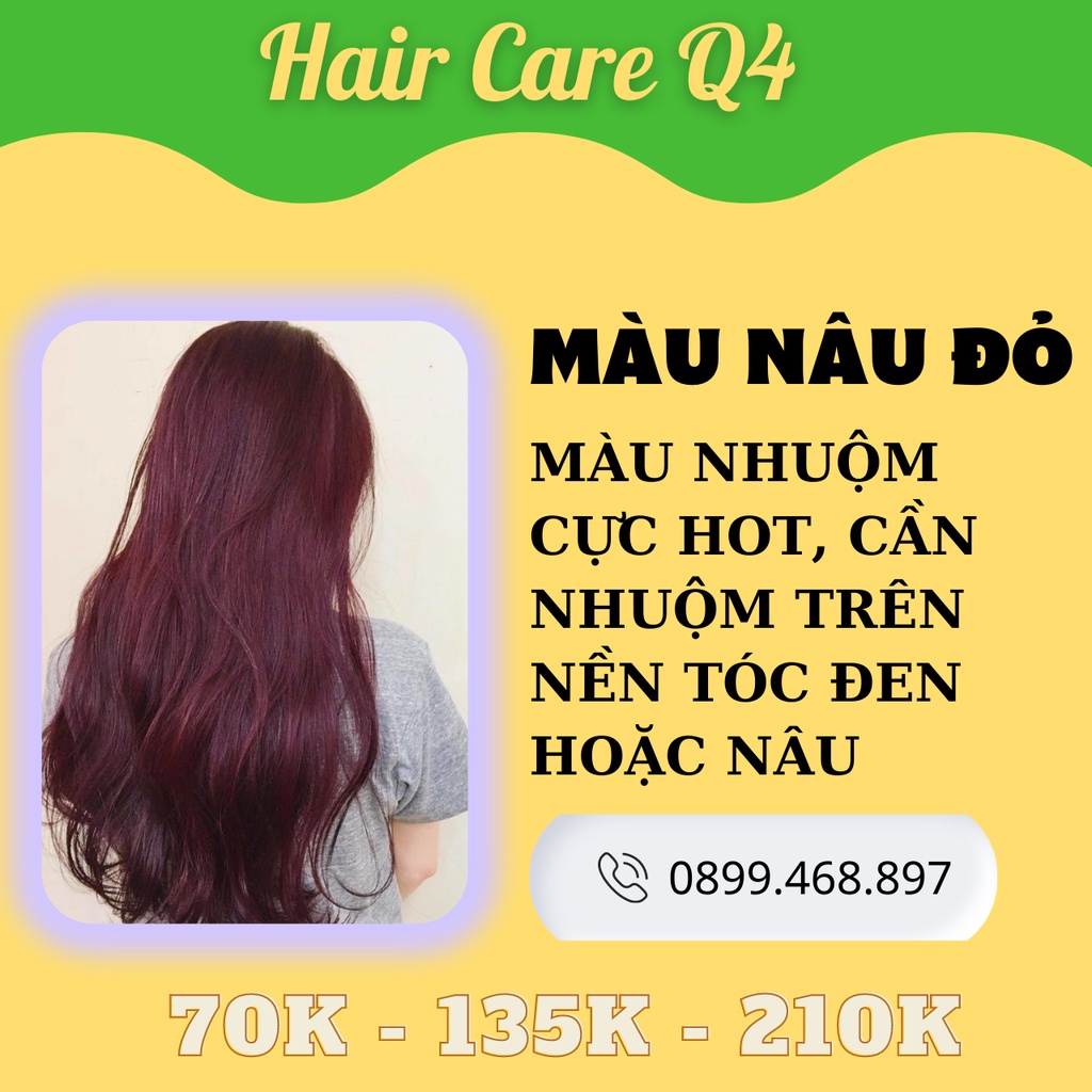 Thuốc nhuộm tóc màu nâu đồng ánh đỏ, nâu đỏ, nâu phủ bạc, nâu socola - Hair CAre Q4