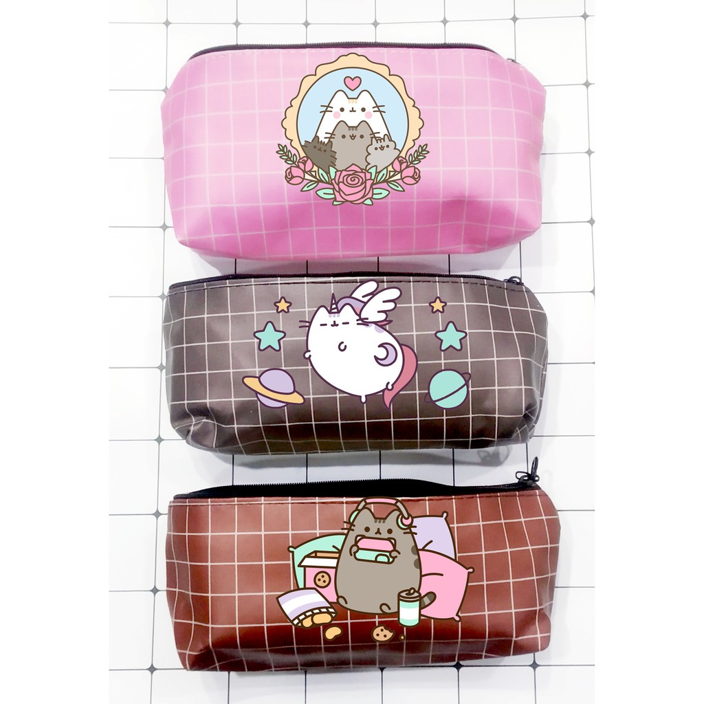 Hộp bút pusheen  caro pu HBCI10 hộp bút da