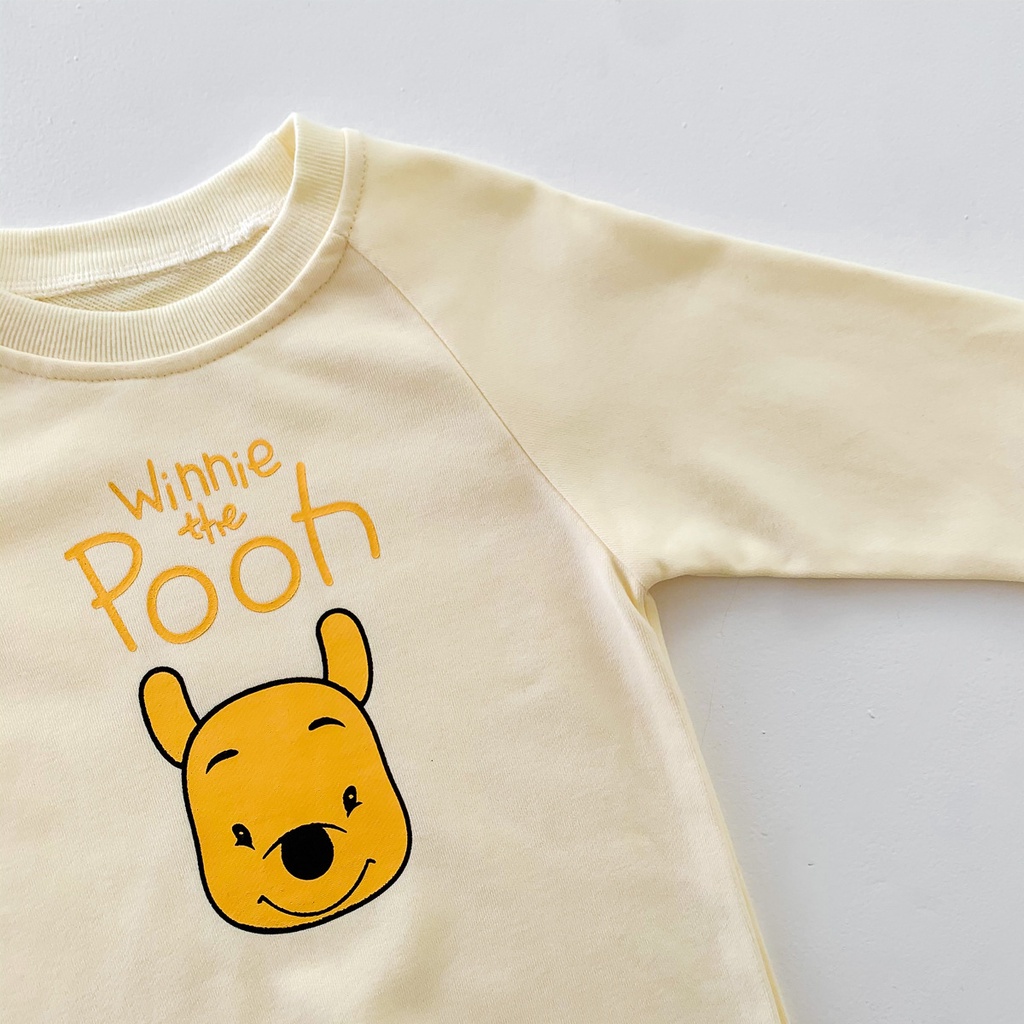 Áo liền quần dài tay + mũ in hoạt hình dễ thương dành cho bé sơ sinh