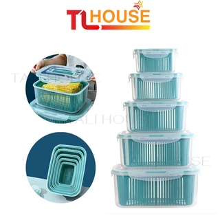 Bộ 5 hộp nhựa kèm rổ và nắp bảo quản thực phẩm cao cấp, thau rổ nhựa đa năng – TALI HOUSE