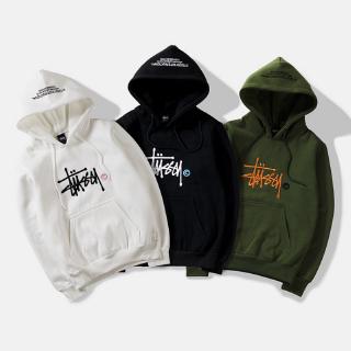 ☆Giảm giá☆Stussy Thêu logo Có Mũ Trùm Đầu Lông Cừu Áo Khoác Dài Tay Áo Khoác Áo Cotton Nguyên Chất Chui Đầu Có Mũ Trùm Đầu Áo Khoác Ngoài Mồ Hôi