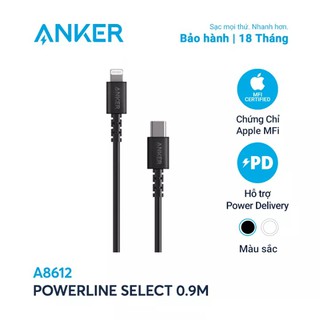 [ Bảo hành 18 tháng ] Cáp Sạc Nhanh PD Anker  Usb Type C to lightning A8612 Dài 0.9m - Chính hãng