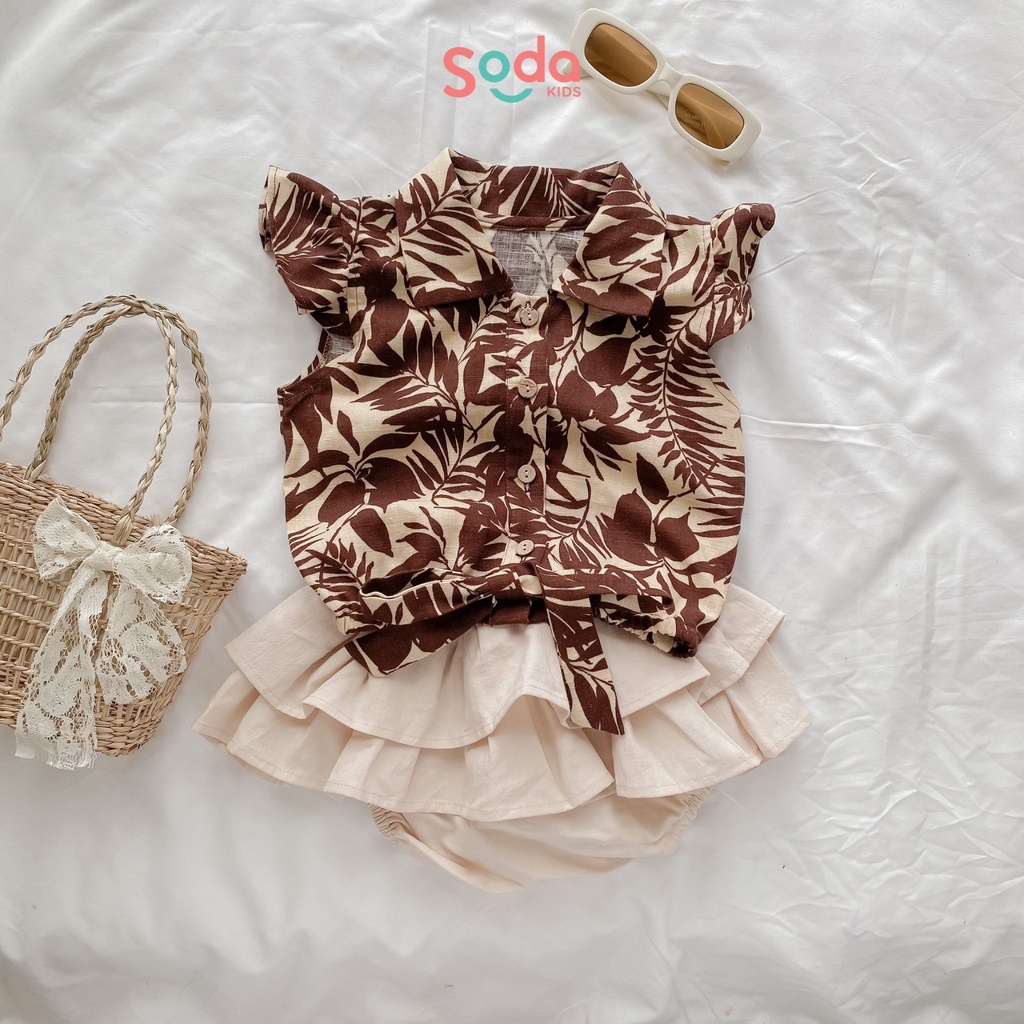 Áo sơ mi bé gái SODA KIDS thiết kế cánh tiên buộc nơ, chất liệu Linen Hàn mềm, nhẹ, mát