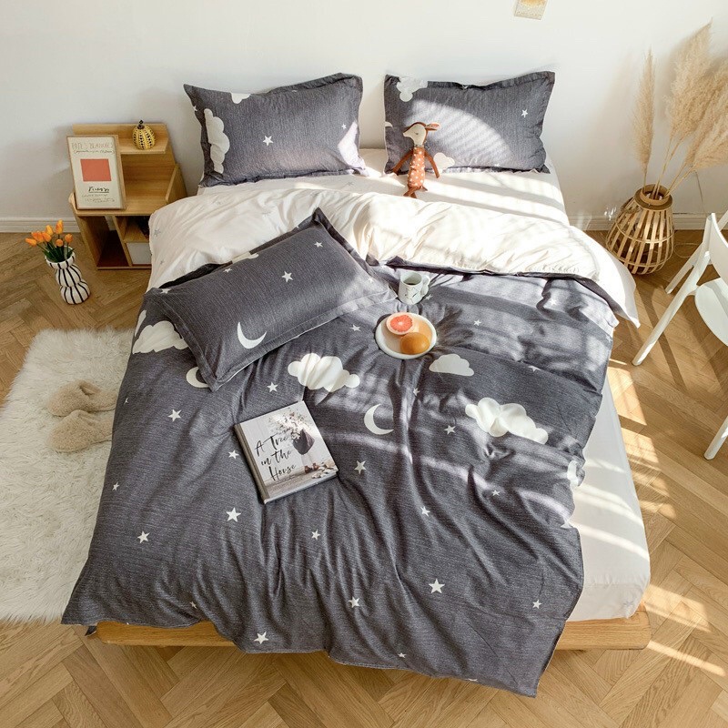 Set Cotton Poly Mây Sao Xám