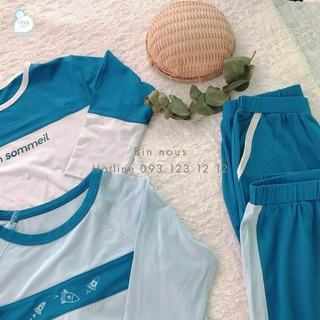 Bộ Nous pyjama xanh ghi