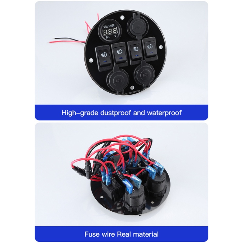 Ổ Cắm Sạc 4 Vị Trí On / off Kèm Công Tắc Vôn Kế USB Chuyên Dụng Cho Xe Tải / Tàu Thuyền RV