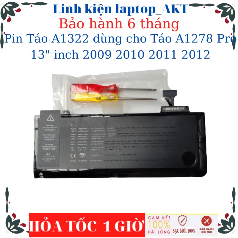 Pin Táo A1322 dùng cho Táo A1278 Pro 13" inch 2009 2010 2011 2012