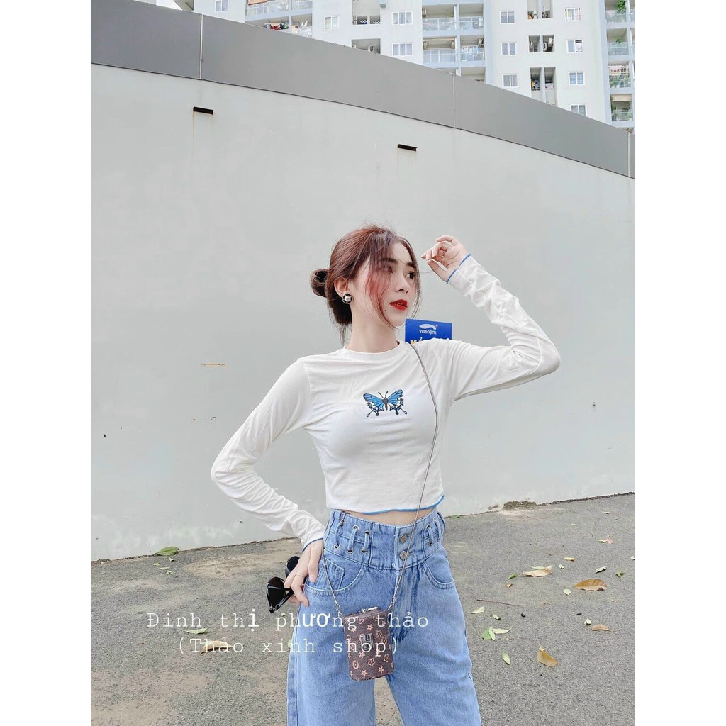 Quần Jean Baggy Nữ Cạp Cao 2 Nút Màu Xanh Nhạt - 411