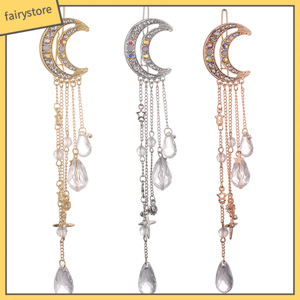 Kẹp Tóc Hình Trăng Lưỡi Liềm Đính Đá Thời Trang