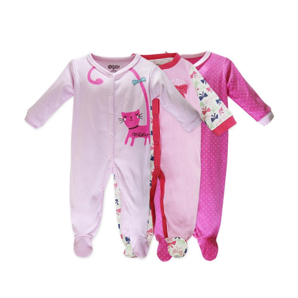 Set 3 body dài tay liền thân body sleepsuit cho bé từ 3-12 kg hàng đẹp