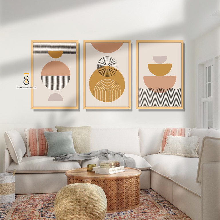 Bộ 03 Tranh Canvas Phong Cách Tối Giản Hiện Đại 3FABS005 | Tranh Căng Khung Cao Cấp | Tặng Kèm Đinh Đa Năng