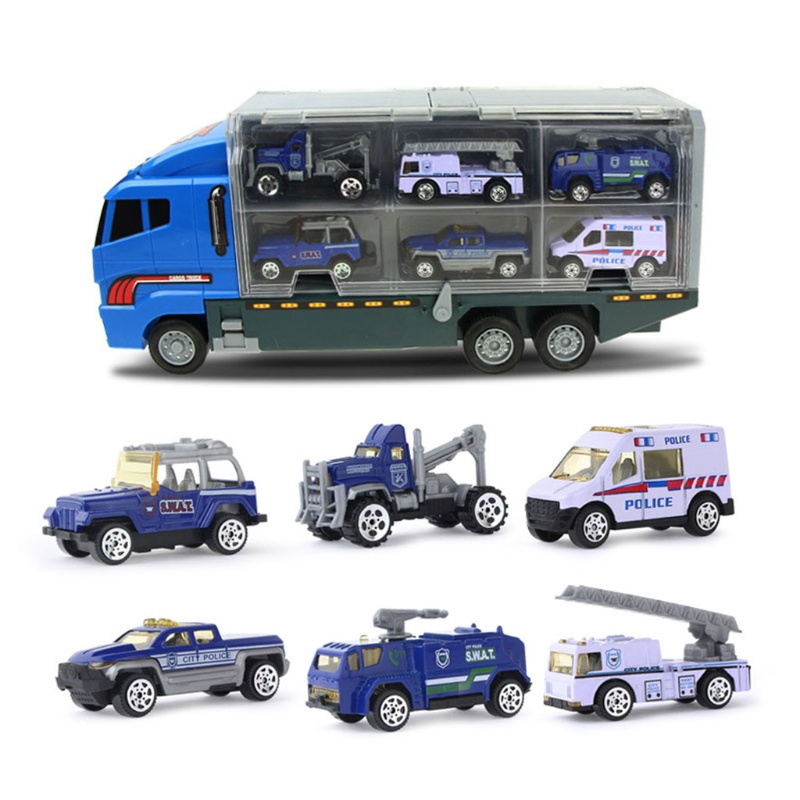 1 Bộ Mô Hình Xe Cảnh Sát / Xe Cứu Hỏa / Xe Cảnh Sát Mini Bằng Hợp Kim Kèm Túi Đựng Đồ Chơi Cho Bé