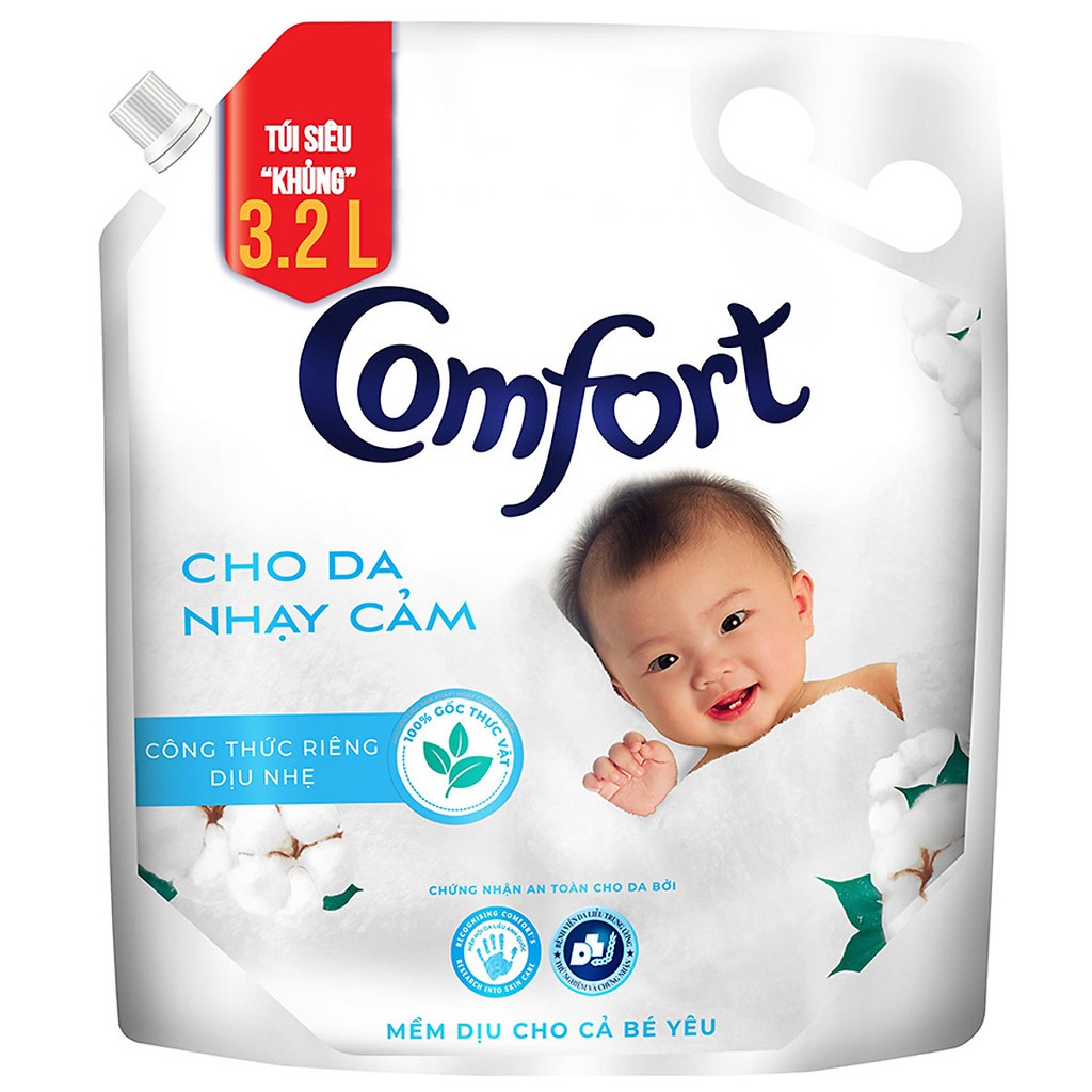 Nước Xả Vải Comfort Cho Da Nhạy Cảm (3.2L/Túi) - Phù Hợp Với Làn Da Em Bé