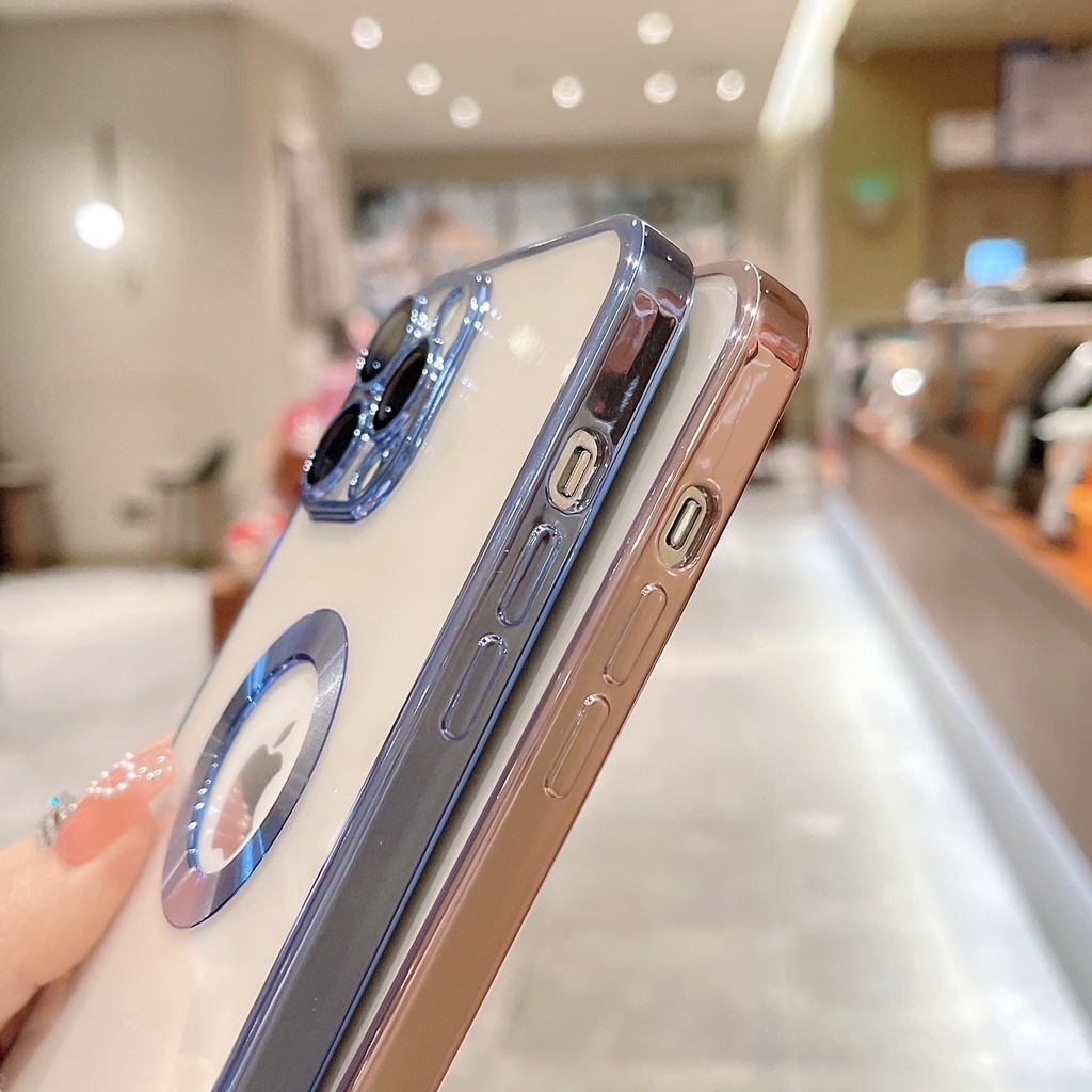 PKTC_Ốp lưng iPhon hở táo TPU Viền Vuông Mềm Mạ Crom 6D Siêu HOT cho iPhon 11/12/13/pro/promx/X/7/8P PKTC