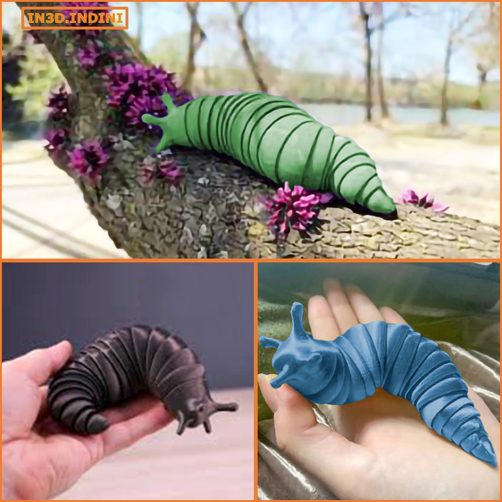Bé sên - giống sâu đồ chơi linh hoạt xả stress trang trí bàn - IN3D.INDINI