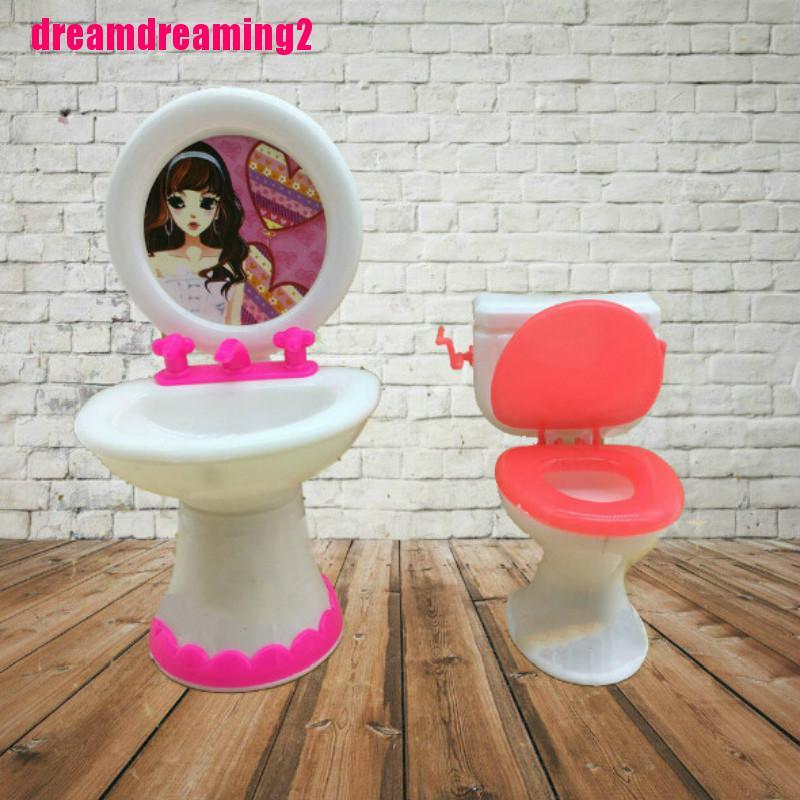 1 Mô Hình Bồn Cầu + 1 Khuôn Mặt Bằng Nhựa Dùng Trang Trí Nhà Búp Bê