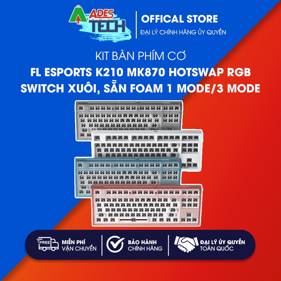 KIT Bàn Phím Cơ FLEsports K210 MK870 Hotswap RGB Switch Xuôi, Sẵn FOAM | 1 Mode / 3 Mode | BH Chính Hãng 12 tháng